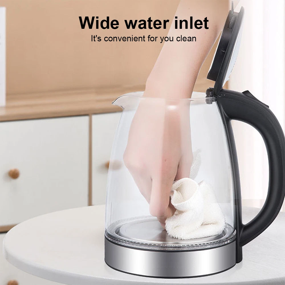 2L Electric Kettle Fast Glass Kettle Boil Quiet 360 Blue LED Boil-Dry Protection