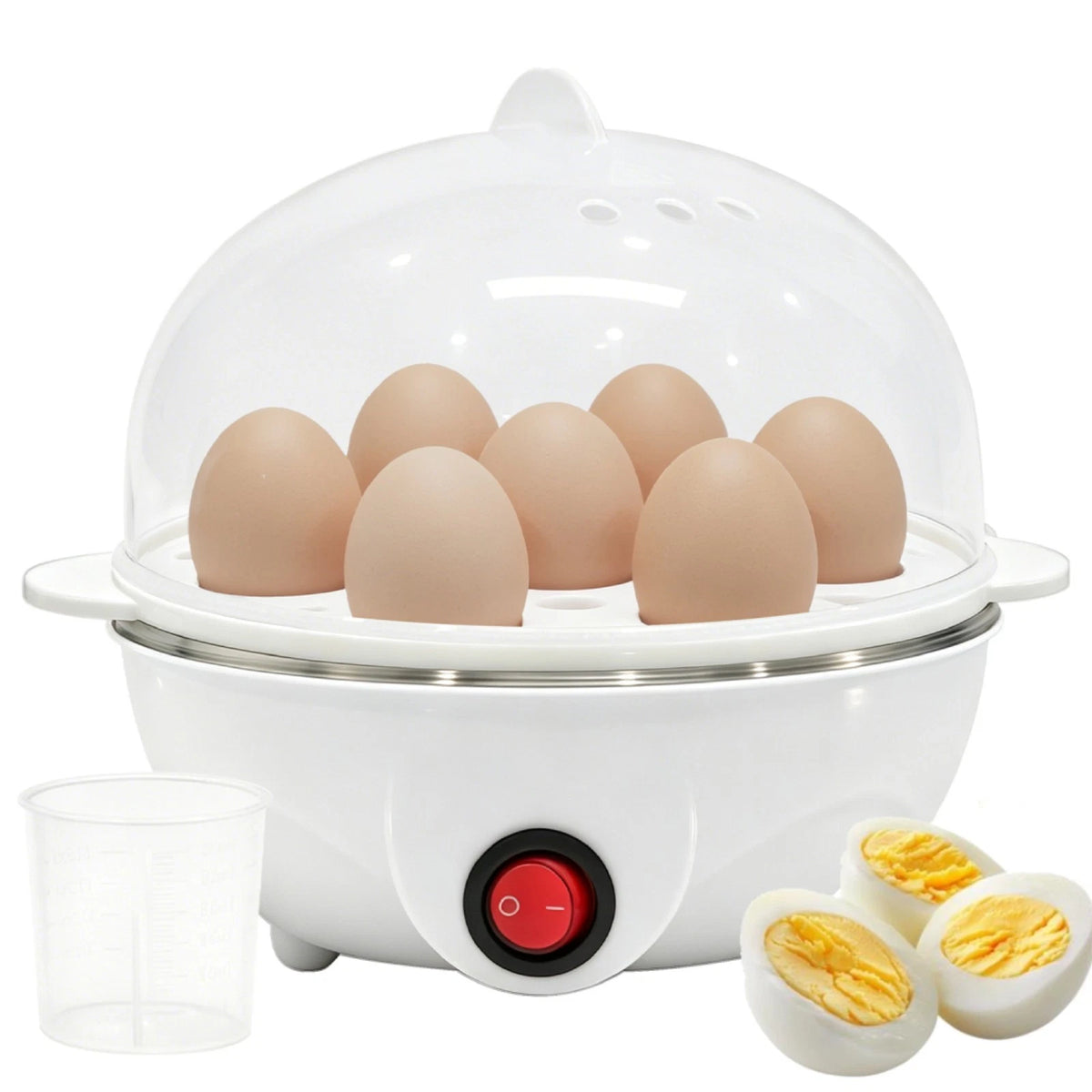 Egg Cooker for 1-7 Eggs, 350W, 3 Degrees of Hardness, Overheat Protection, Includes Egg Holders