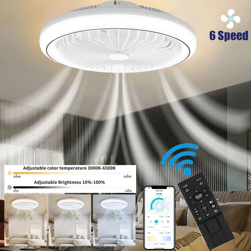 Deckenventilator mit Fernbedienung und Licht, 70W LED-Leuchte, intelligenter, geräuscharmer Deckenventilator