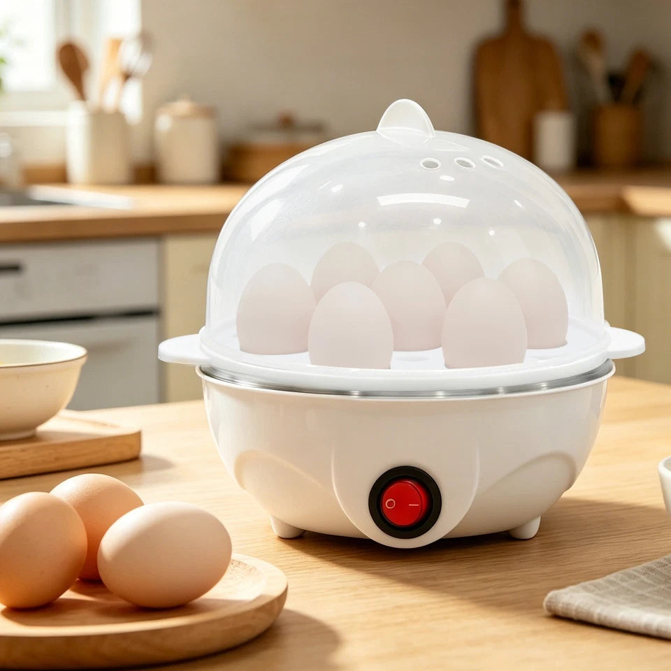 Egg Cooker for 1-7 Eggs, 350W, 3 Degrees of Hardness, Overheat Protection, Includes Egg Holders