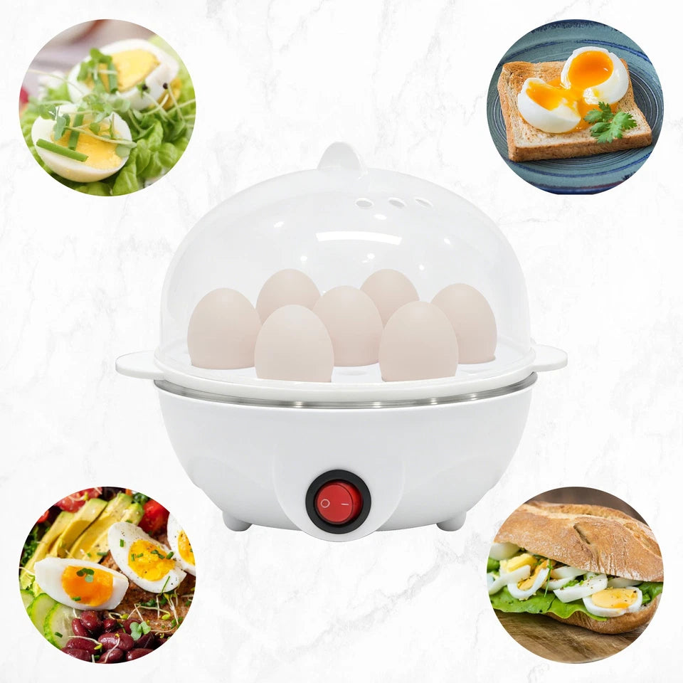 Egg Cooker for 1-7 Eggs, 350W, 3 Degrees of Hardness, Overheat Protection, Includes Egg Holders